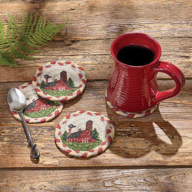 Barn Printed Braided Coasters - Set of 4 Park Designs - The Fox Decor
